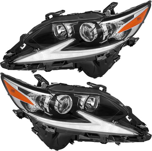 LED DRL Headlight Assembly Fit for 2016-2018 Lexus ES350 ES300h, Head Lamp Black Housing with Amber Reflector - S in Kuwait
