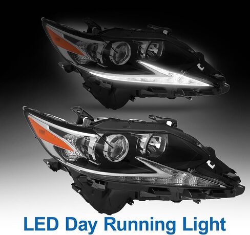 LED DRL Headlight Assembly Fit for 2016-2018 Lexus ES350 ES300h, Head Lamp Black Housing with Amber Reflector - S in Kuwait