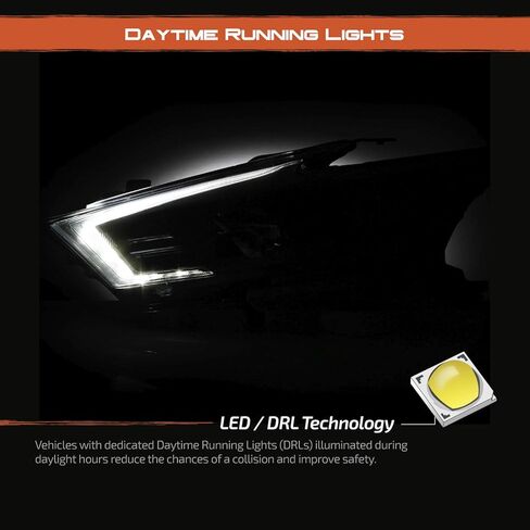 AKKON - Fits 2016-2018 Maxima S SL SV Sedan LED DRL Running Turn Signal Black [Halogen Type] Headlights Pair Driver + Passenger in Saudi Arabia