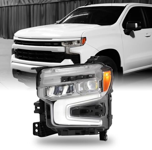 AKKON - Fits 2022-2024 Chevy Silverado 1500 LT RST [FULL LED] Projector Chrome Headlights Pair w/DRL Tube Amber Signal in Saudi Arabia