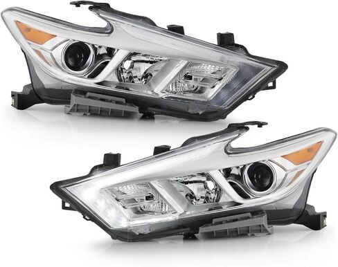 AKKON - يناسب 2016-2018 Maxima S SL SV سيدان LED DRL إشارة الانعطاف السوداء [نوع الهالوجين] زوج المصابيح الأمامية للسائق + الركاب in Saudi Arabia