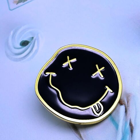 Smiley Face Rock Band Enamel Pin 1.2 Inches in Kuwait