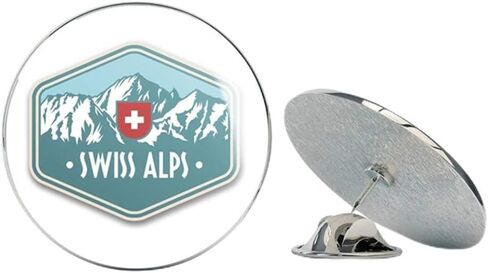Swiss Alps Switzerland Round Metal 0.75" Lapel Pin Hat Shirt Pin Tie Tack Pinback in Kuwait
