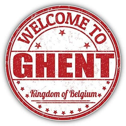 Ghent City Belgium Grunge Welcome Stamp Round Metal 0.75" Lapel Pin Hat Shirt Pin Tie Tack Pinback in Kuwait