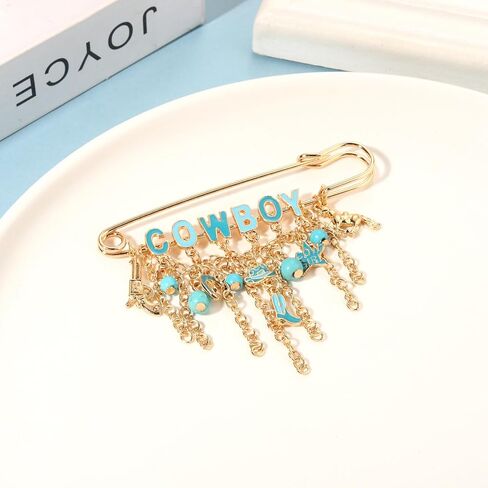 Western Cowboy Safety Pins Brooches Rodeo Boot Hat Horse Horseshoe Beads Charms Pins West Country Concert Party Brooch Jewelry for Skirts Sweater Scarf Lapel Hat Accessories in Saudi Arabia