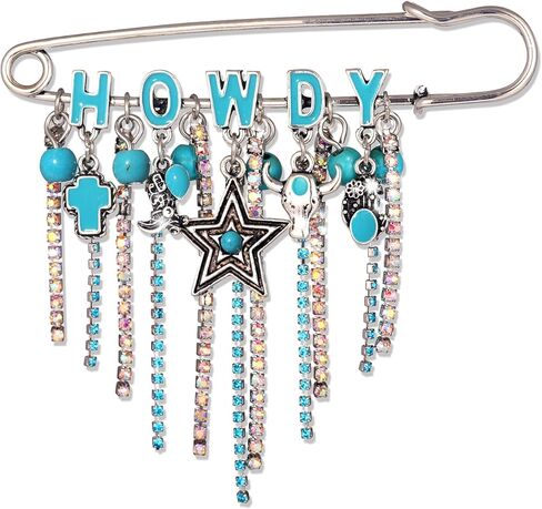 Western Cowboy Safety Pins Brooches Rodeo Boot Hat Horse Horseshoe Beads Charms Pins West Country Concert Party Brooch Jewelry for Skirts Sweater Scarf Lapel Hat Accessories in Saudi Arabia