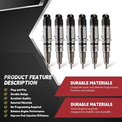 6PCS Fuel Injectors Compatible with Ram 2500 3500 4500 6.7L 2010-2018 ISB6.7 Diesel Engine 0445120187 0445120342 68210105AA 0445120188 in Saudi Arabia