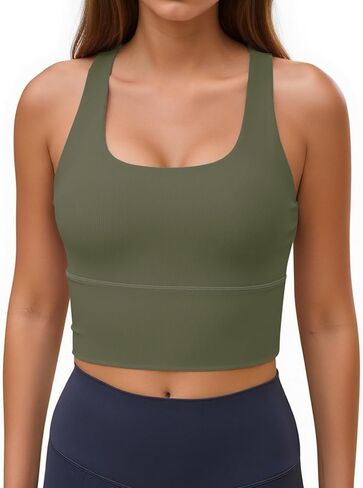 Aoysky Womens Racerback Sport Bra Workout Tank Tops Sleeveless Ribbed Athletic Yoga Tops with Built in Bra in Saudi Arabia