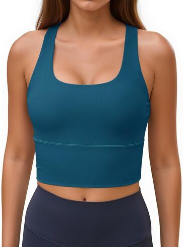 Aoysky Womens Racerback Sport Bra Workout Tank Tops Sleeveless Ribbed Athletic Yoga Tops with Built in Bra in Saudi Arabia