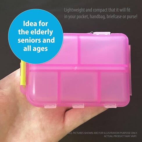 علبة صندوق منظم حبوب الدواء، 10 مساحات كبيرة للحاويات، صناديق الجرعات اليومية والأسبوعية، حامل الدواء، موزع. مثالي للأدوية والفيتامينات والمكملات الغذائية ومثالي للسفر. صندوق حبوب الدواء مثالي للمحفظة in Kuwait