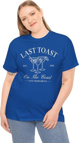 قميص Captain Bride، قمصان حفلات توديع العزوبية البحرية، تي شيرت طاقم حفلات الزفاف البحرية، قميص First Mate، قمصان وصيفات العروس (Last Toast on The Coast)، مقاس متوسط in Kuwait