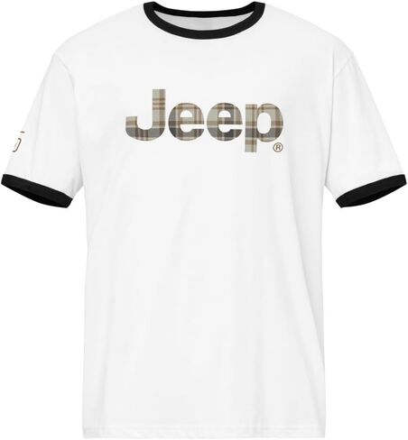 Jeep 85th Anniversary Ringer T-Shirt Plaid Logo - Officially Licensed Merchandise in Saudi Arabia