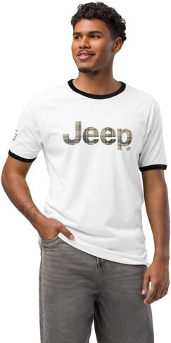 Jeep 85th Anniversary Ringer T-Shirt Plaid Logo - Officially Licensed Merchandise in Saudi Arabia