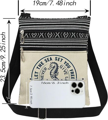 Nautical Seahorse Voyager Crossbody Bag Let The Sea Set You Free Never Give Up with Anchor Design Adjustable Strap Messenger Bag Outdoor Daily Use Purse Sailors Ocean Explorers Gift in Saudi Arabia