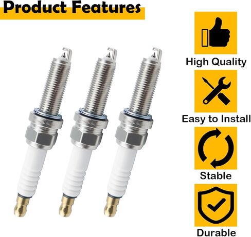 3-Pack Iridium Spark Plugs Compatible with Can-Am Maverick X3 Turbo 2017-2022, Replaces NGK 90526 LMAR9AI-8D, 415130363, 715900492 in Kuwait