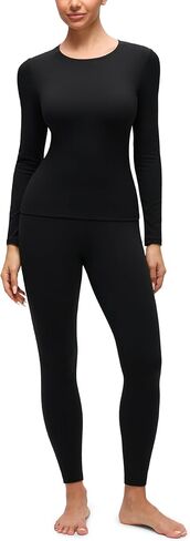 CRZ YOGA Softembrace Fleece Lined Thermal Underwear Set for Women - Soft Casual Base Layer Long Johns Warm Pajamas Top Bottom in Saudi Arabia