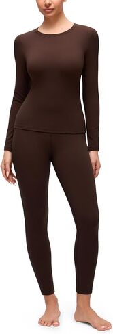 CRZ YOGA Softembrace Fleece Lined Thermal Underwear Set for Women - Soft Casual Base Layer Long Johns Warm Pajamas Top Bottom in Saudi Arabia