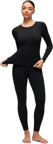 CRZ YOGA Softembrace Fleece Lined Thermal Underwear Set for Women - Soft Casual Base Layer Long Johns Warm Pajamas Top Bottom in Saudi Arabia