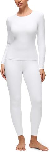 CRZ YOGA Softembrace Fleece Lined Thermal Underwear Set for Women - Soft Casual Base Layer Long Johns Warm Pajamas Top Bottom in Saudi Arabia