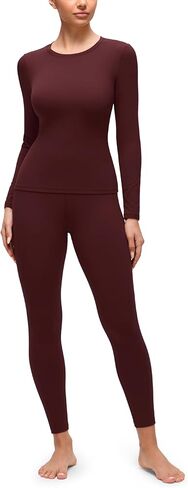 CRZ YOGA Softembrace Fleece Lined Thermal Underwear Set for Women - Soft Casual Base Layer Long Johns Warm Pajamas Top Bottom in Saudi Arabia