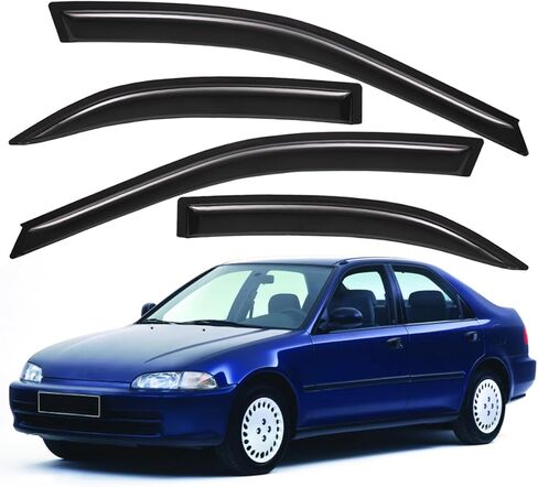 Lightronic Extra Durable Outside Mount Auto Vent Window Visor, Fits 1996-2000 Honda Civic Sedan (EXCLUDES Hatchback/Coupe 2-Door), UV Protection Rain Guard, Original Wind Deflector, Smoke, 4-Pcs in Saudi Arabia