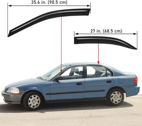 Lightronic Extra Durable Outside Mount Auto Vent Window Visor, Fits 1996-2000 Honda Civic Sedan (EXCLUDES Hatchback/Coupe 2-Door), UV Protection Rain Guard, Original Wind Deflector, Smoke, 4-Pcs in Saudi Arabia