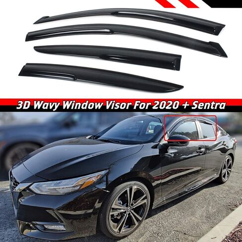 3D Wavy Smoke Window Visor Rain Guard Deflector Compatible with 2020 2021 2022 2023 2024 Nissan Sentra 4 Door Sedan in Saudi Arabia