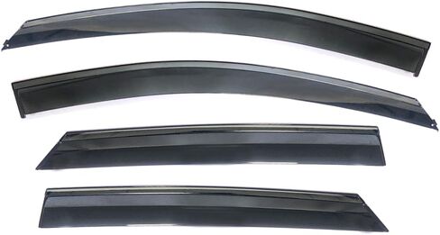 Window Visors Rain Guards, Polycarbonate Window Deflectors Fit for KIA K4 2025+,4 PCS Tape-on Smoke Tinted with Gloss Black Stainless Steel Trim Windows Rain Guard Vent Shade for KIA K4 2025+ in Kuwait