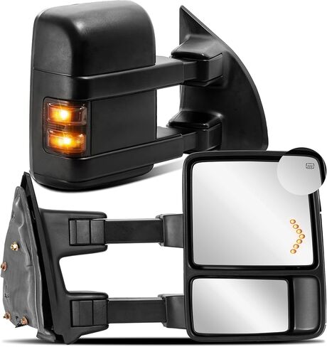 Led Power Heated Towing Mirror Compatible for 2008-2016 Ford F250 F350 F450 F550 Super Duty Truck Side Mirrors w/Siganl Arrow Light (Chrome) in Saudi Arabia