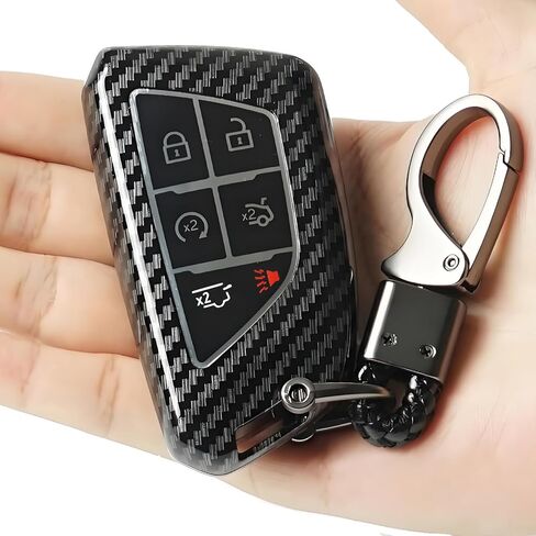 For Cadillac Key Fob Cover Carbon Fiber Pattern Key Case for 2022-24 2025 Cadillac Escalade CT5 CT6 5 6 Button Keychan in Kuwait