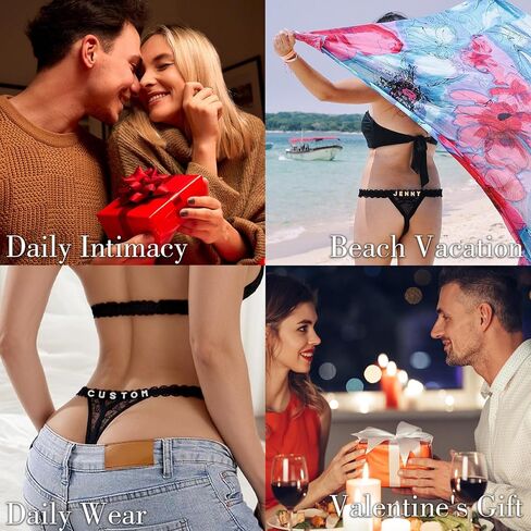 2-حزمة سيور مخصصة مع الاسم، ملابس داخلية ثونغ مخصصة من حجر الراين، سراويل داخلية مثيرة من الدانتيل مع حروف لامعة مخيطة يدويًا، هدية ملابس داخلية مخصصة للنساء، الصديقة، عيد الحب in Kuwait