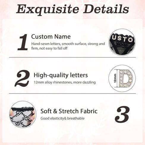 2-حزمة سيور مخصصة مع الاسم، ملابس داخلية ثونغ مخصصة من حجر الراين، سراويل داخلية مثيرة من الدانتيل مع حروف لامعة مخيطة يدويًا، هدية ملابس داخلية مخصصة للنساء، الصديقة، عيد الحب in Kuwait