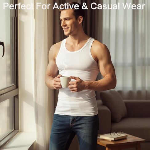3 Pack Men's Premium Ultra-Soft Cotton Fitted Tank Tops, Workout Casual Breathable Undershirts for Everyday, Gym in Saudi Arabia