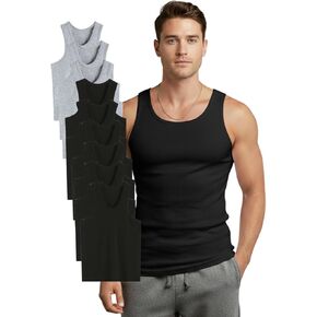 Men's Undershirt Tee Tank Tops Cotton A-Shirts Sleeveless S-3XL Classic Fit Crew Neck Stretchy Regular Big & Tall in Kuwait