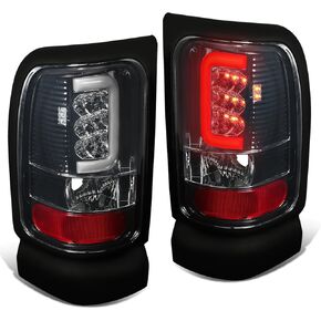 Auto Dynasty Full LED Tail Lights Compatible with 1994-2002 Dodge Ram 1500 2500 3500, C-Shape LED Bar Rear Bake Lamps Driver and Passenger Side, Chrome Housing Clear Lens in Kuwait
