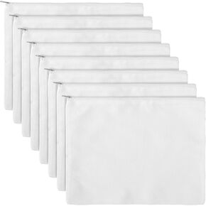 8 عبوات من حقيبة مكياج قماشية فارغة، بيضاء مقاس 12 × 9 بوصة، حقيبة مستحضرات تجميل متعددة الأغراض للاستخدام بنفسك، منظم السفر، تخزين القرطاسية in Kuwait