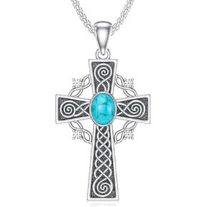 Midir&Etain Irish Celtic Cross Necklace 925 Sterling Silver Cross Pendant Necklace Celtic Viking Jewelry Religious Protective Gift for Men Women Boys in Saudi Arabia