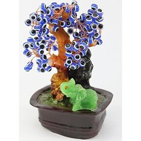 usamjtable Feng Shui Jade Elephant with Blue Evil Eye Gem Wealth Lucky Money Tree D13460 in Kuwait