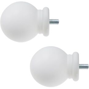 Finials for Curtain Rods 2 PCS Plastic End Cap Replacement Finials Curtain Rods of Ball Shape with M5 Screws,White in Kuwait