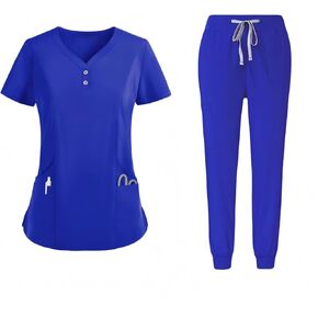 V-neck medical nurse uniform set, hospital work clothes, suitable for nurses, dentists, veterinarians in Kuwait