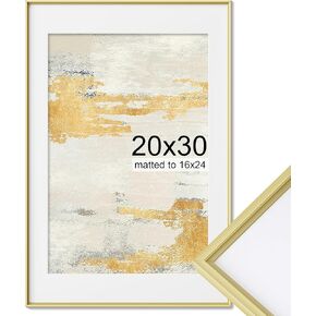 12x16 Metal Picture Frame, 12 x 16 Aluminum Photo Frames with 9x12 Removable Mat, High Definition Plexiglass, Vertical and Horizontal Display, Wall Hook Hanging Hardware Included, Gold, 3 Pack in Kuwait
