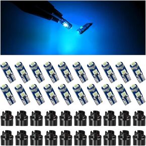 HZEL 20Sets/40PCS Car 74 LED Bulb Dash Light, Bright T5 2721 37 74 PC74 Wedge Twist Socket Vehicle Dome Map Dashboard Indicator, Instrument Panel Gauge Cluster Lamp Kit, Universal for Vehicle (Red) in Kuwait