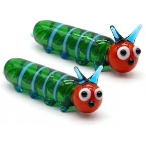 Hand Blown Glass Caterpillar Figurines, Blown Glass Art Animal Figurine for Collectible, Home Office Desk Tabletop Decorations, Set of 2 in Kuwait