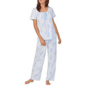 Carole Hochman Pajama Sets for Women 2 Piece Cotton Knit Lightweight Short Sleeve Long PJ Pant Lounge Set in Kuwait