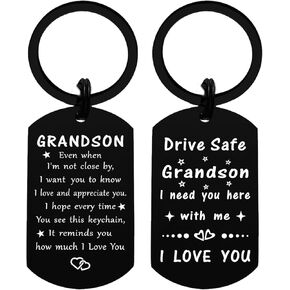 Grandson Gifts from Grandma Grandpa - Drive Safe Grandson Keychain, I Love You Grandson's Birthday Gifts, Best Keychain Gift for Our Teen Adult Little Boy in Saudi Arabia