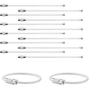 12 Pack 4" Key Ring Wire Keychain Cable Keyring Keychain Holder Clips Small Loops for Car Keys, Luggage Tags, Bag Tags, Crafts (Silver, 2mm) in Kuwait