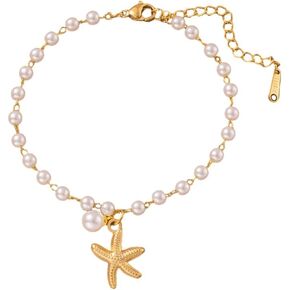 Steering Wheel Charm Accessory,Cute Beachy Hanging Charm for Rear View Mirror,Starfish Peral Pendant Car Decor for Women,Summer Tropical Hawaii Boho Dangle Ornament Car Accessories in Kuwait