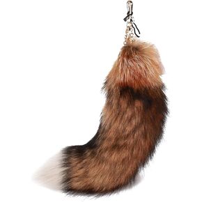 URSFUR Authentic Sunny Fox Tail Fur Handbag Accessory Key Chain Ring Hook Tassel in Kuwait
