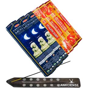 Dragons Blood Red & Precious Moon Incense from Hem Bundled with ANKCIENSE Incense Holder Bundle, Variety Pack of 120 Sticks. in Kuwait