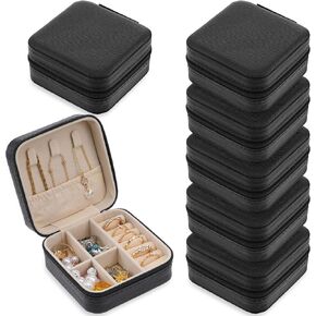 6pcs Mini Travel Jewelry Case,Black Bridesmaids Proposal Small Jewelry Box Mini Jewelry Organizer,Small PU Leather Portable Storage Box for Rings,Earrings,Necklaces,Pendants,Bracelets in Kuwait